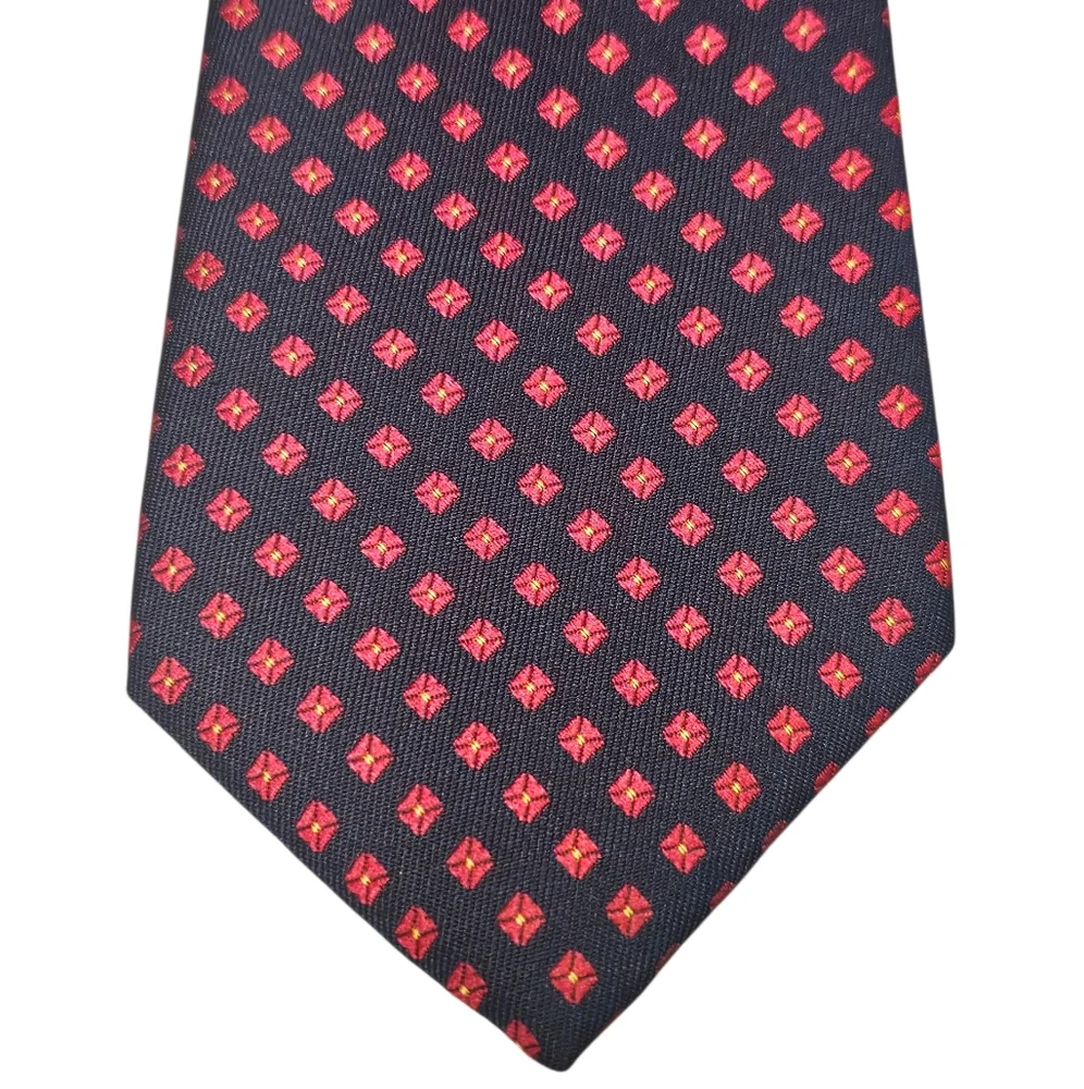 Resilio Traditional Neckwear Navy Red Geometric Men's Tie Classic Necktie
